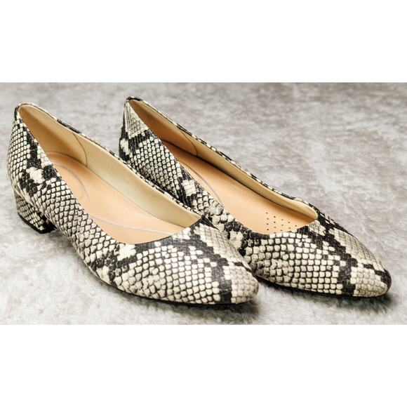 Easy Spirit Caldise Snake Print Leather Block Heel Shoes Womens Size 9 NWOB - Picture 1 of 15